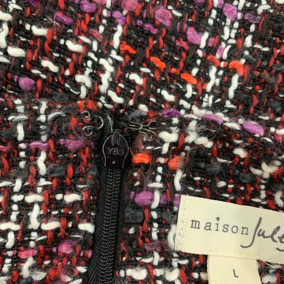 Maison Jules Women's L Skirt Mini Tweed A-Line Skirt Black Plaid Multi L - Picture 7 of 8